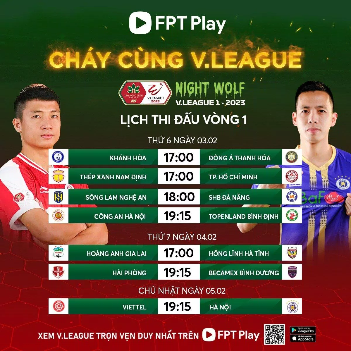 Lịch thi đấu vòng 1 Night Wolf V-League 2023 (Ảnh: Internet)