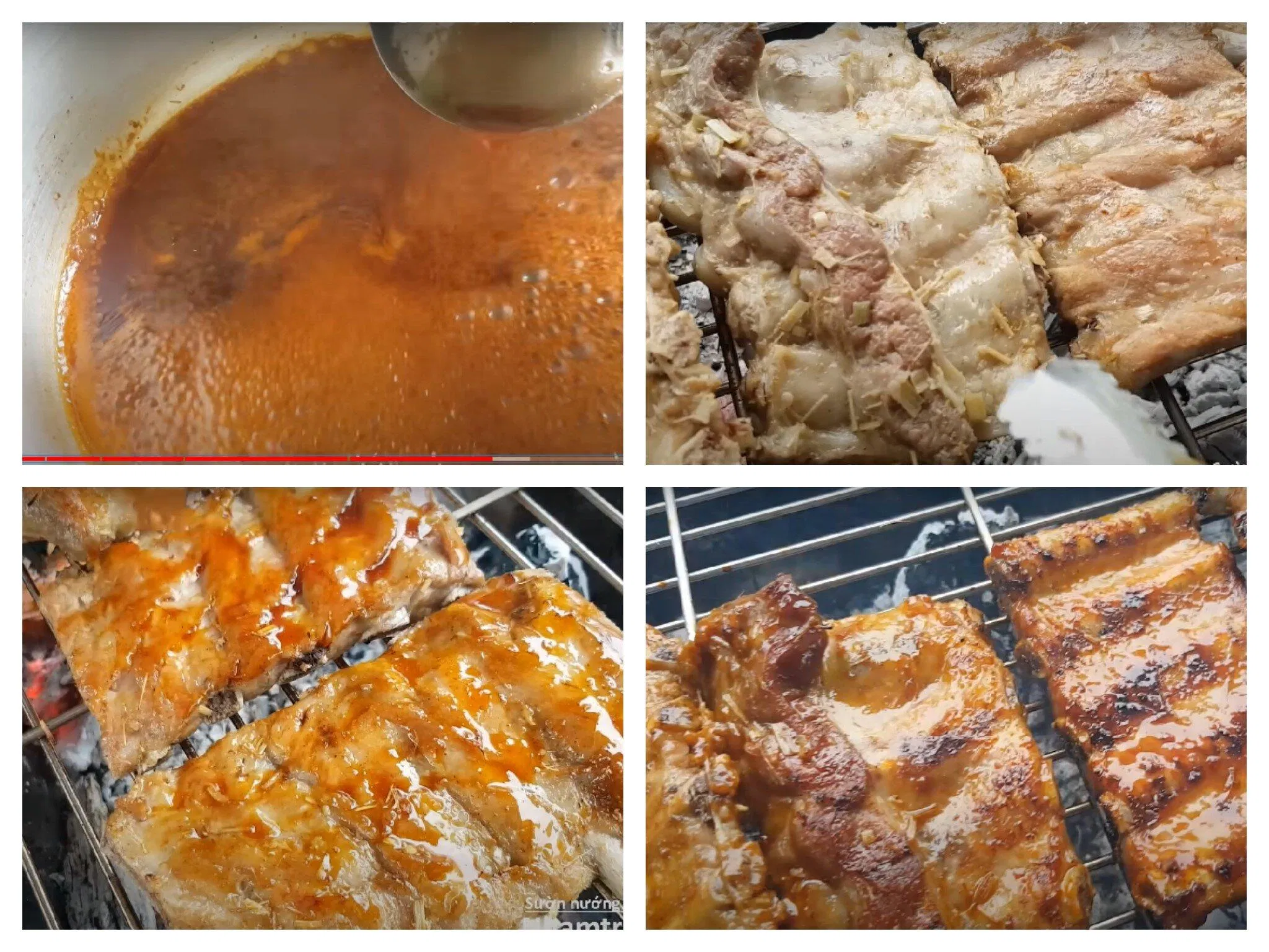 Nướng sườn vàng giòn cả 2 mặt