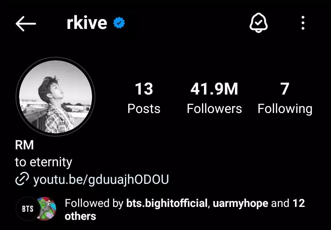 Trang IG cá nhân của RM BTS đã xóa hơn 100 bài viết. (Ảnh: Internet)