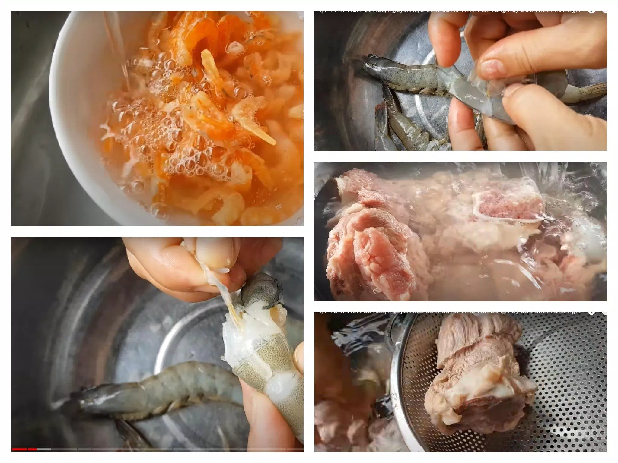 Sơ chế xương và tôm