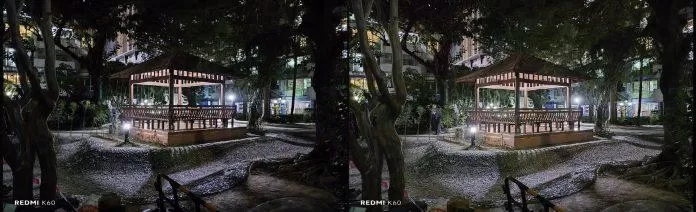 Ảnh chụp từ camera chính: Bên trái là ở điều kiện bình thường và bên phải là bật Nightmode (Ảnh: Internet)