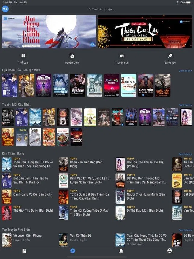 Ứng dụng đọc sách miễn phí TruyenYY Đọc Truyện Tiên Hiệp (Ảnh: Internet)