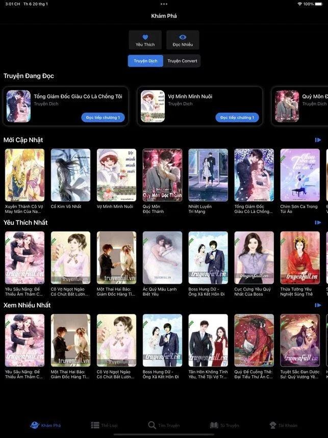 Ứng dụng đọc sách miễn phí WebTruyen (Ảnh: Internet)