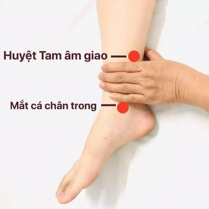 Bấm huyệt chữa mất ngủ: Huyệt tam âm giao (Ảnh: Internet)