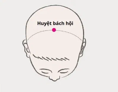 Bấm huyệt chữa mất ngủ: Huyệt Bách hội (Ảnh: Internet)