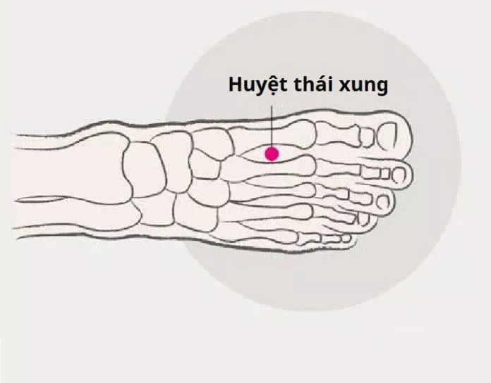 Bấm huyệt chữa mất ngủ: Huyệt Thái xung (Ảnh: Internet)