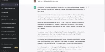 Đoạn văn về mèo do ChatGPT tạo ra (Ảnh: Internet) Đoạn văn về mèo do ChatGPT tạo ra (Ảnh: Internet)