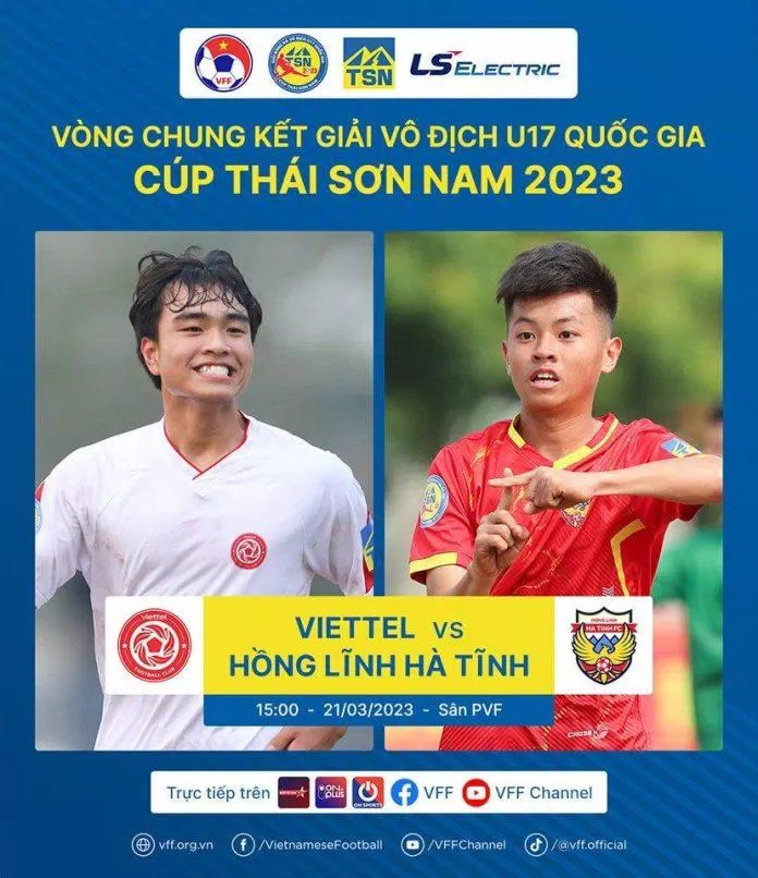 Chung kết giải vô địch U17 quốc gia - Cúp Thái Sơn Nam 2023, 15h00 ngày 21/3/2023. (Ảnh: Internet) Chung kết giải vô địch U17 quốc gia - Cúp Thái Sơn Nam 2023, 15h00 ngày 21/3/2023. (Ảnh: Internet)