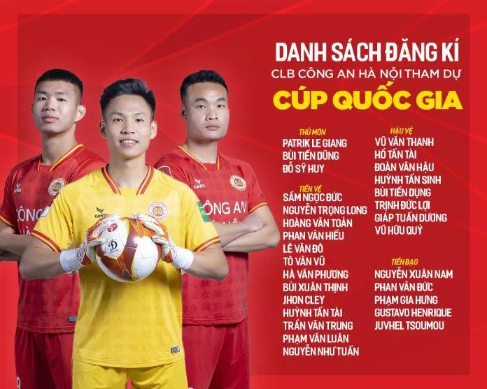 Danh sách đăng kí thi đấu Cup quốc gia của CLB CAHN (Ảnh: Internet) Danh sách đăng kí thi đấu Cup quốc gia của CLB CAHN (Ảnh: Internet)