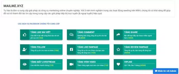 Dịch vụ tăng like Tiktok, Facebook uy tín, giá tốt nhất hiện nay. (Ảnh: Internet)