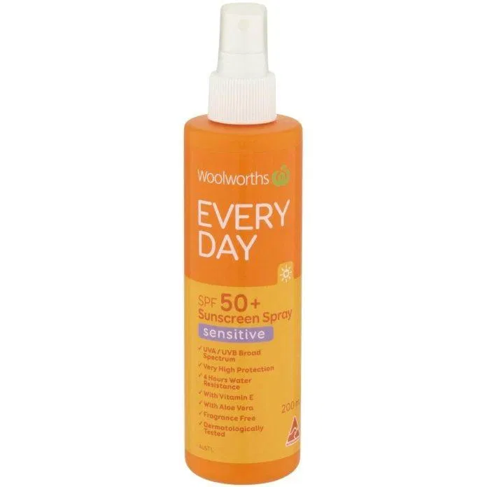 Woolworths Everyday Sunscreen Sensitive Spray Spf50+