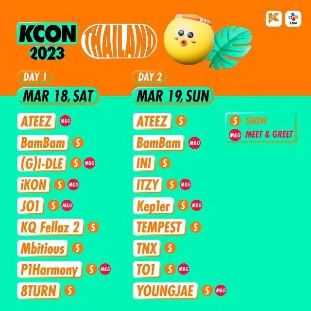 Dàn lineup của KCON Thailand 2023 (nguồn: internet)