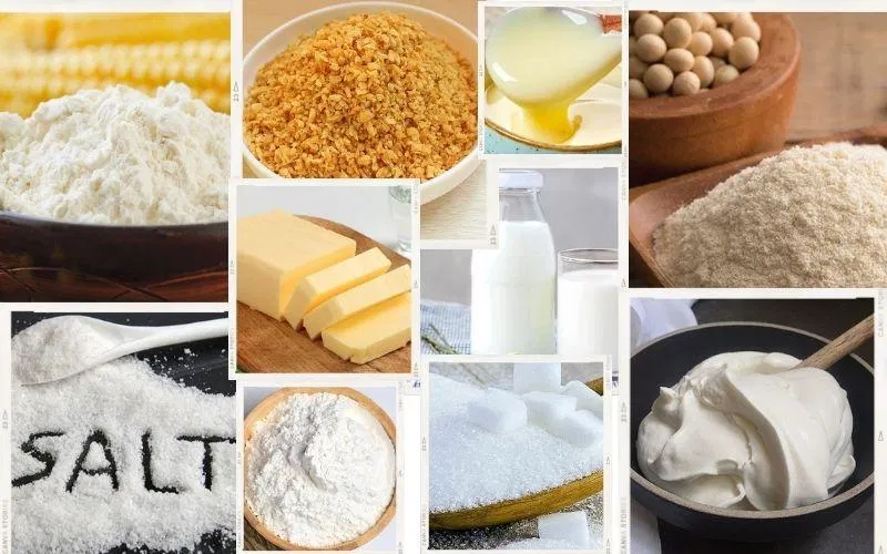 Nguyên liệu làm bánh mochi chấm kem sữa (Ảnh: BlogAnChoi)