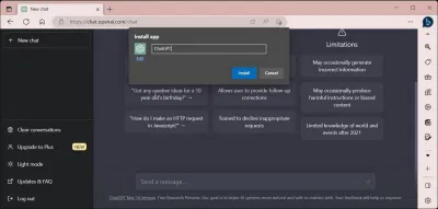 Cài đặt ChatGPT làm ứng dụng với trình duyệt Edge (Ảnh: Internet) Cài đặt ChatGPT làm ứng dụng với trình duyệt Edge (Ảnh: Internet)