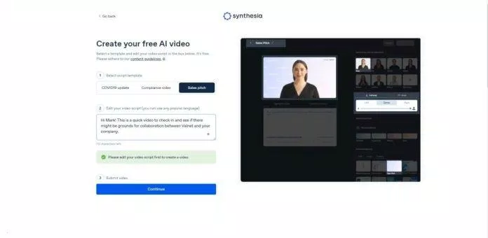 Công cụ AI Synthesia tạo video từ văn bản (Ảnh: Internet)