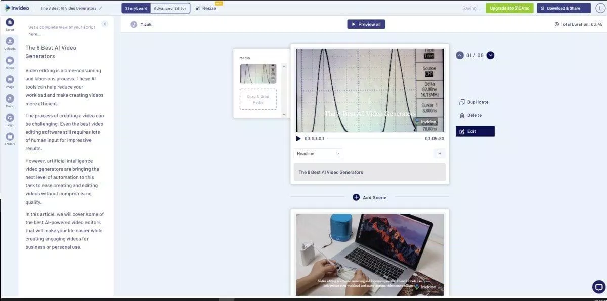 Công cụ AI InVideo tạo video từ văn bản (Ảnh: Internet) Công cụ AI InVideo tạo video từ văn bản (Ảnh: Internet)