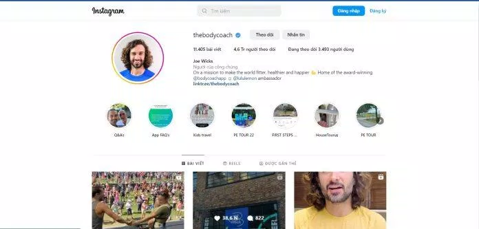 Instagram chính thức của Joe Wicks (Ảnh: Internet) Instagram chính thức của Joe Wicks (Ảnh: Internet)