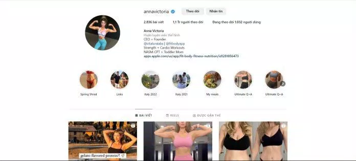 Instagram chính thức của Anna Victoria (Ảnh: Internet) Instagram chính thức của Anna Victoria (Ảnh: Internet)