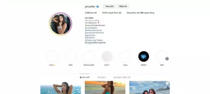 Instagram chính thức của Jen Selter (Ảnh: Internet) Instagram chính thức của Jen Selter (Ảnh: Internet)