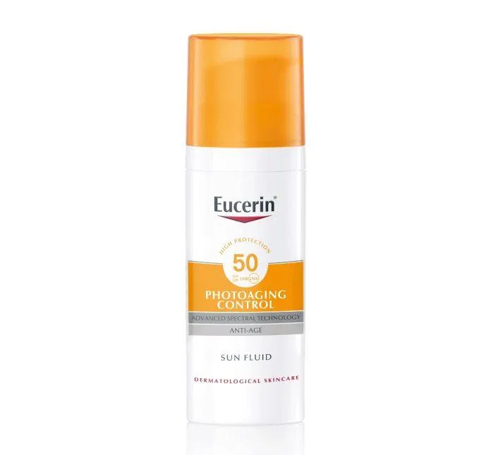 Kem chống nắng chống ánh sáng xanh cho da khô Eucerin Sun Fluid Photoaging Control (Ảnh: Internet).