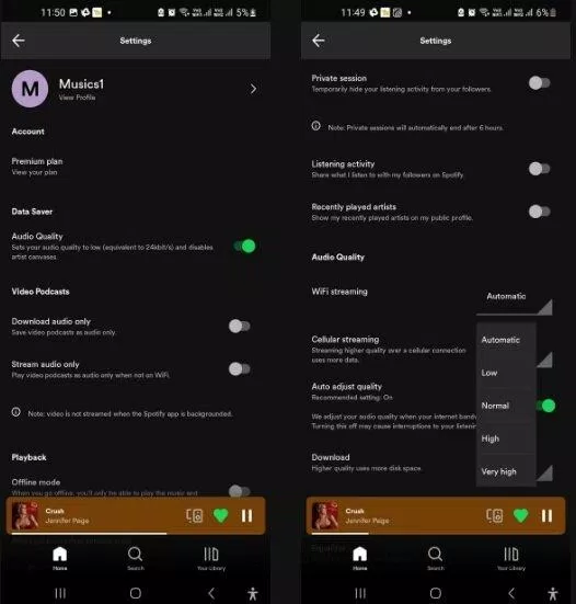 Chỉnh chất lượng âm thanh trong Spotify (Ảnh: Internet) Chỉnh chất lượng âm thanh trong Spotify (Ảnh: Internet)