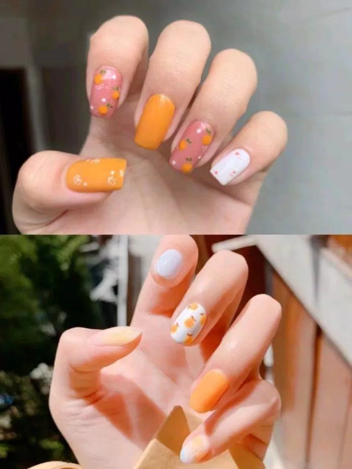 Mẫu nail đẹp 2023 hoa quả rực rỡ mùa hè (Ảnh: Internet)