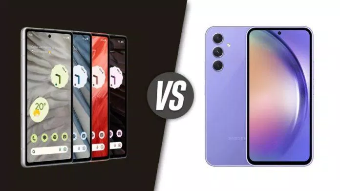 Điện thoại Pixel 7a và Galaxy A54 (Ảnh: Internet) Điện thoại Pixel 7a và Galaxy A54 (Ảnh: Internet)