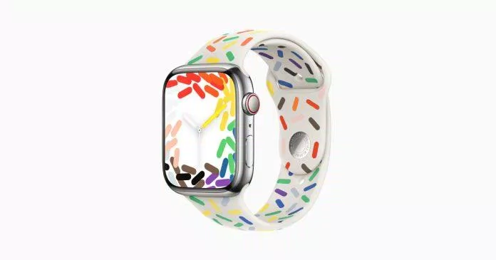 Apple đã giới thiệu thiết kế dây đồng hồ Pride Edition Sport 2023 nhằm tôn vinh "sức mạnh và vẻ đẹp" của cộng đồng LGBTQIA+ trong Tháng Tự hào (Ảnh: Internet)