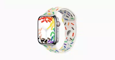 Apple đã giới thiệu thiết kế dây đồng hồ Pride Edition Sport 2023 nhằm tôn vinh "sức mạnh và vẻ đẹp" của cộng đồng LGBTQIA+ trong Tháng Tự hào (Ảnh: Internet)