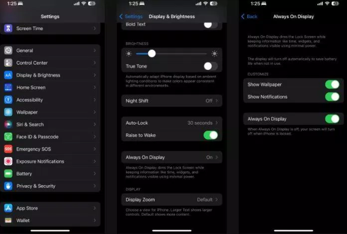 Cách tắt màn hình luôn bật trên iPhone (Ảnh: Internet)