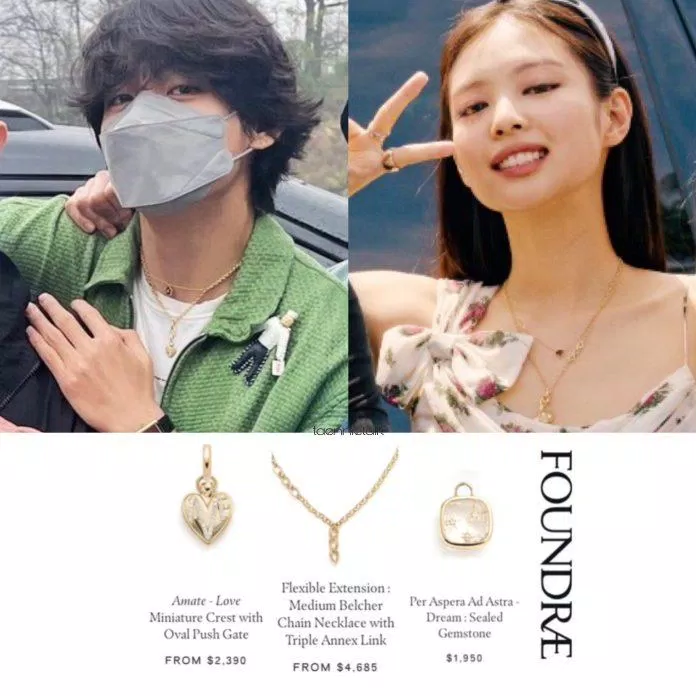 Chiếc vòng được cho là vòng cổ đôi của cặp đôi V và Jennie (Ảnh: Internet)