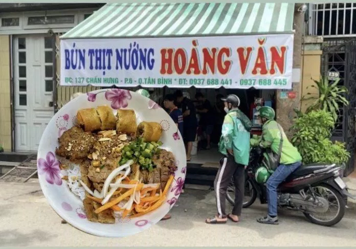 Quán bún thịt nướng Hoàng Văn. (Nguồn: Internet) Quán bún thịt nướng Hoàng Văn. (Nguồn: Internet)