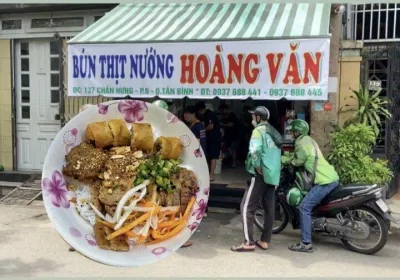 Quán bún thịt nướng Hoàng Văn. (Nguồn: Internet) Quán bún thịt nướng Hoàng Văn. (Nguồn: Internet)