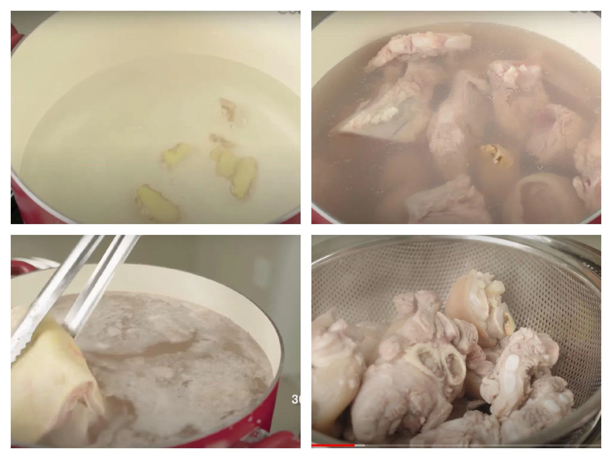 Chần sơ nạm bò và xương bò