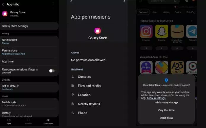 Xóa quyền ứng dụng Galaxy Store (Ảnh: Internet) Xóa quyền ứng dụng Galaxy Store (Ảnh: Internet)