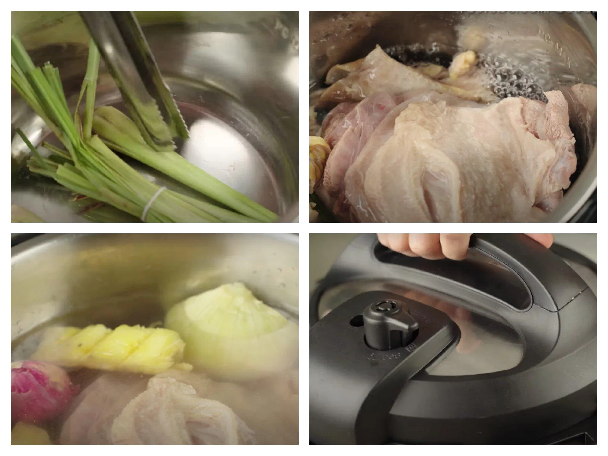 Chuẩn bị nguyên liệu nấu nước dùng bún bò