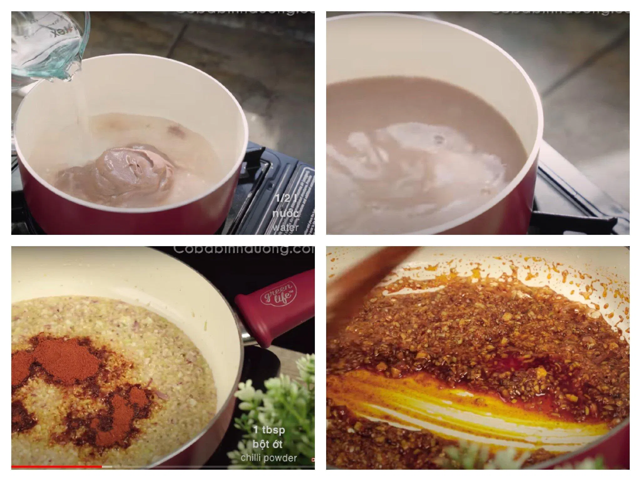 Pha mắm ruốc và gia vị tỏi ớt