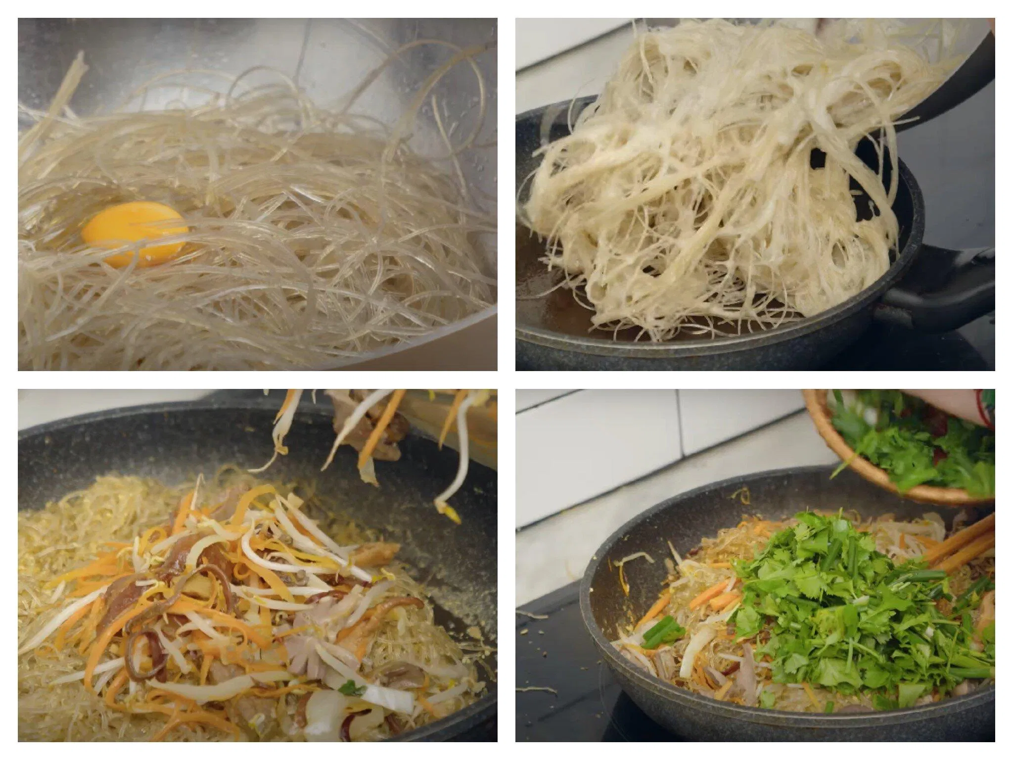 Xào miến với lòng gà và rau củ