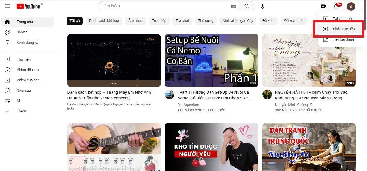 Nhấn nút để tạo livestream (Ảnh: BlogAnChoi)
