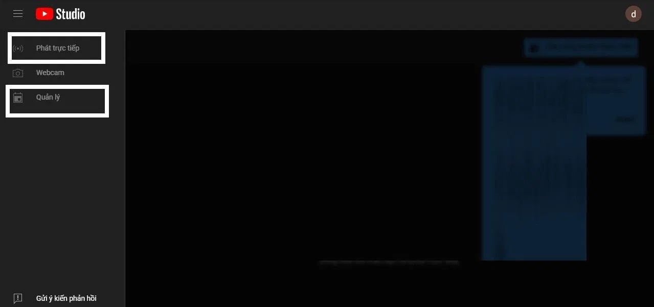 Nhấn nút để vào phần điều khiển livestream (Ảnh: BlogAnChoi)