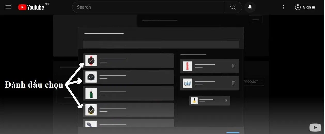Chọn các sản phẩm mà bạn muốn tag vào livestream (Ảnh: BlogAnChoi)