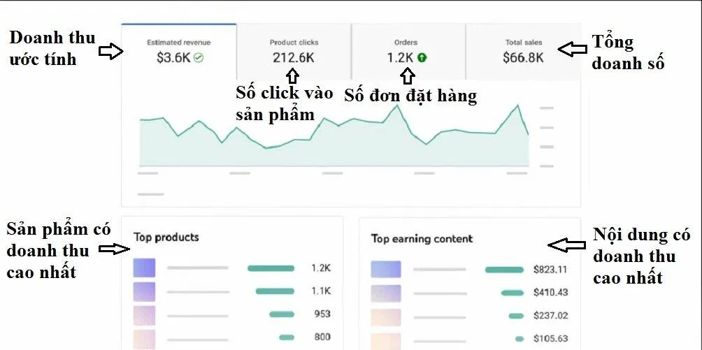 Các số liệu phân tích chi tiết về doanh thu của kênh (Ảnh: BlogAnChoi)