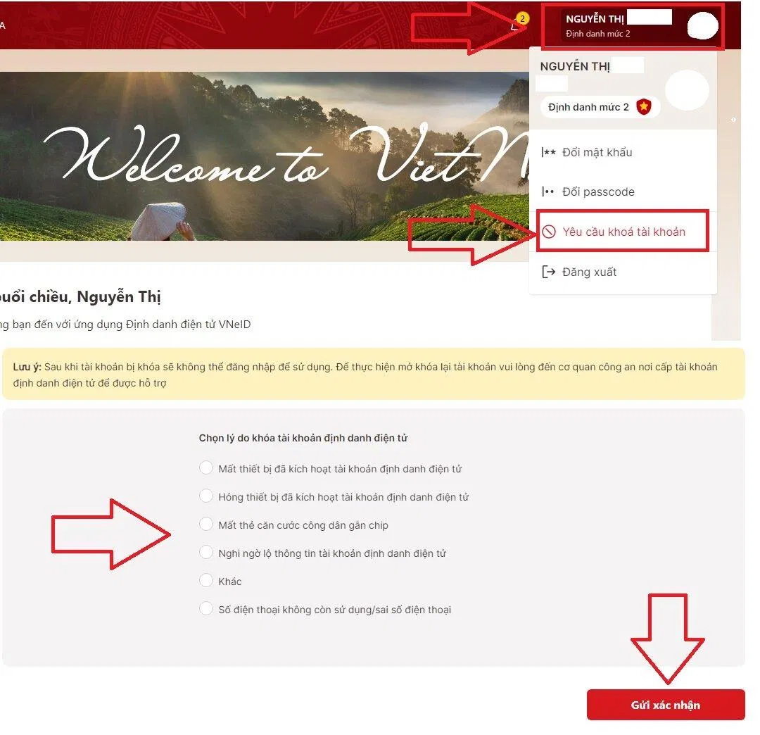 Hướng dẫn khóa tài khoản định danh điện tử VNeID khi bị mất điện thoại (Ảnh: Internet)