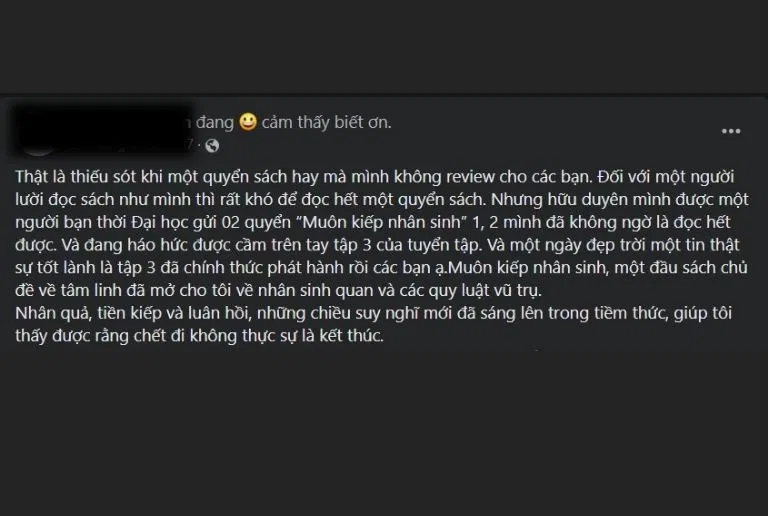 Cảm nhận của đọc giả về Muôn kiếp nhân sinh (Nguồn: Facebook)