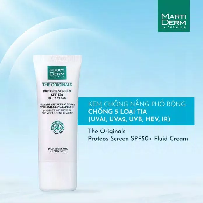 Kem chống nắng MartiDerm The Originals Proteos Screen SPF 50+ Fluid Cream (Ảnh: internet)