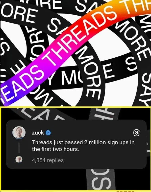 Threads Meta có 2 triệu người dùng sau 2 tiếng (Ảnh: Internet)