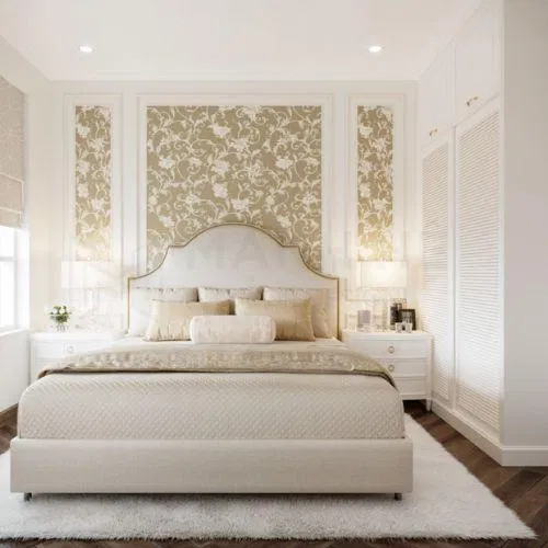 Phòng ngủ tân cổ điển trắng (Ảnh: Internet) Phòng ngủ tân cổ điển trắng (Ảnh: Internet)