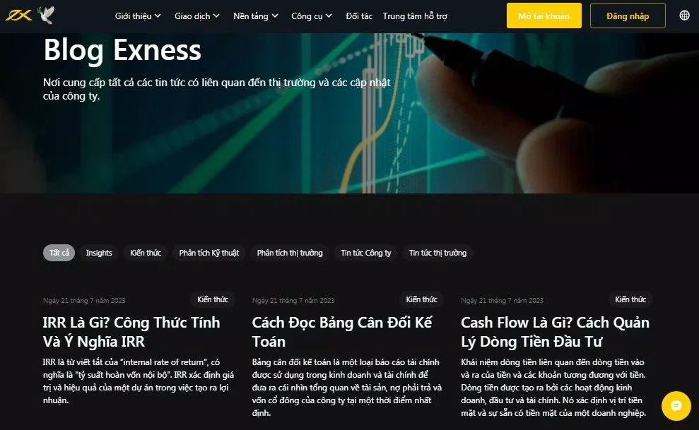 Blog Exness là chuyên mục cung cấp kiến thức và tin tức hỗ trợ các nhà đầu tư (Ảnh: BlogAnChoi)