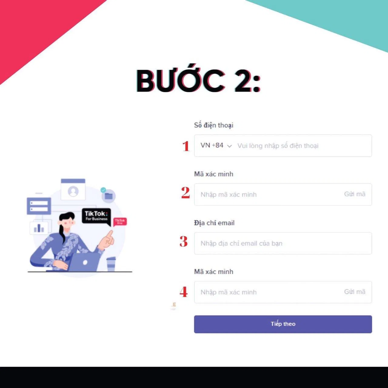 Các bước đăng ký tài khoản Tiktok shop