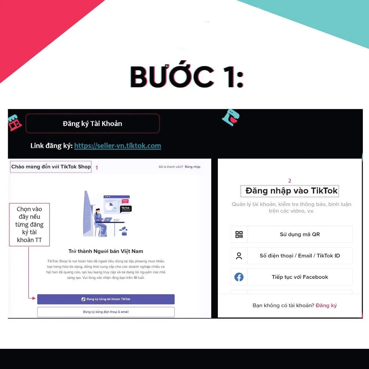 Các bước đăng ký tài khoản Tiktok shop